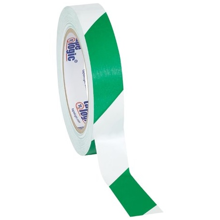 Tape Logic 1'' x 36 yds. Green/White Tape Logic Striped Vinyl Safety Tape, 48PK BUY00016185